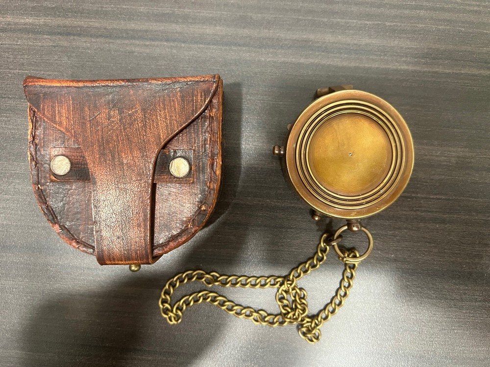 Bronze Compass with Leather Case