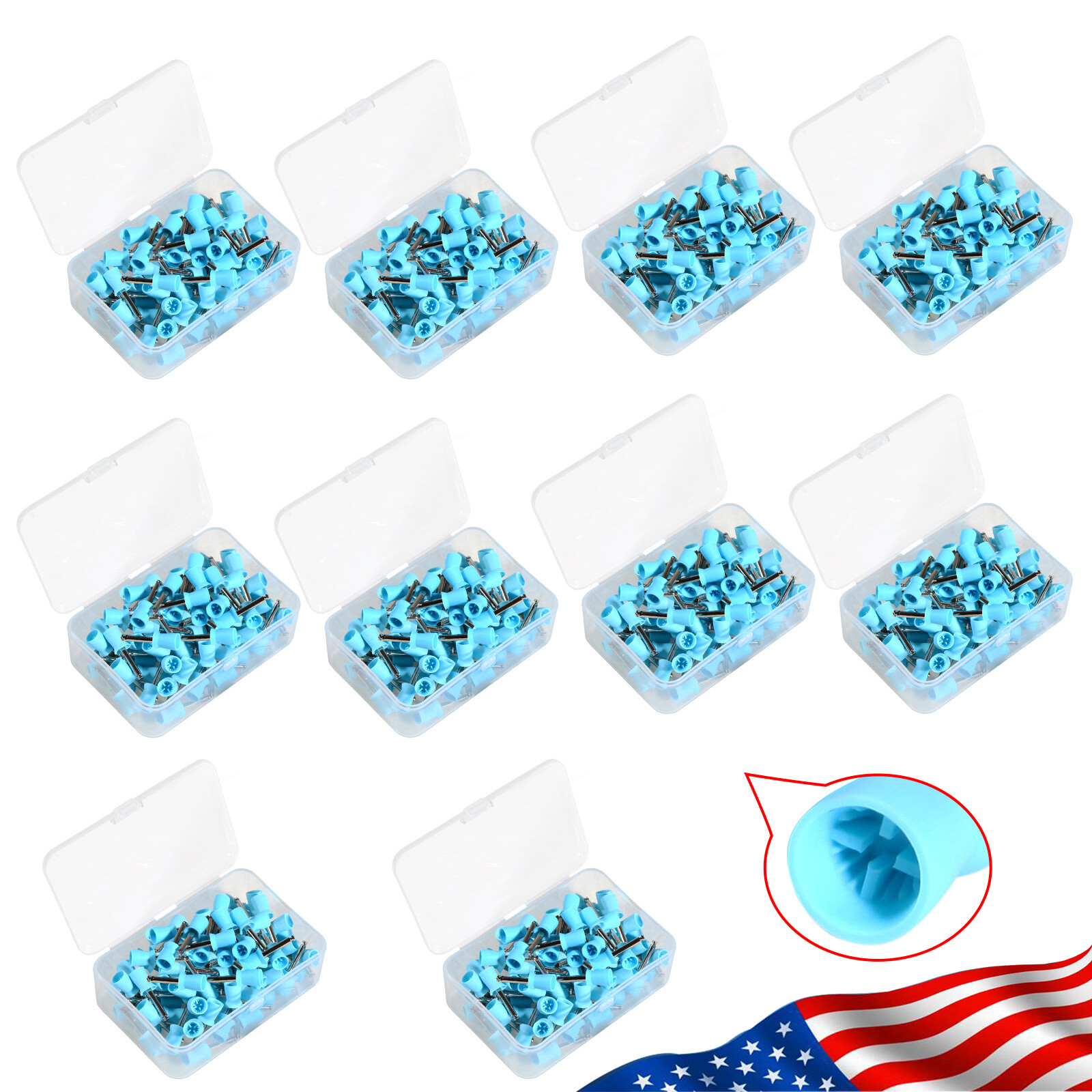 1000pcs Dental Rubber Prophy Tooth Teeth Polish Polishing Cups Latch Type Brush