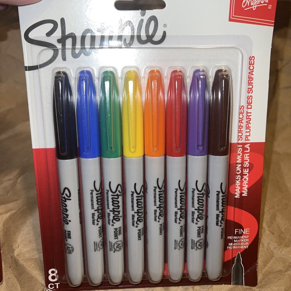 BN Sealed Sharpie Permanent Markers, Fine Point / 8 Ct - Pack, Assorted Colors