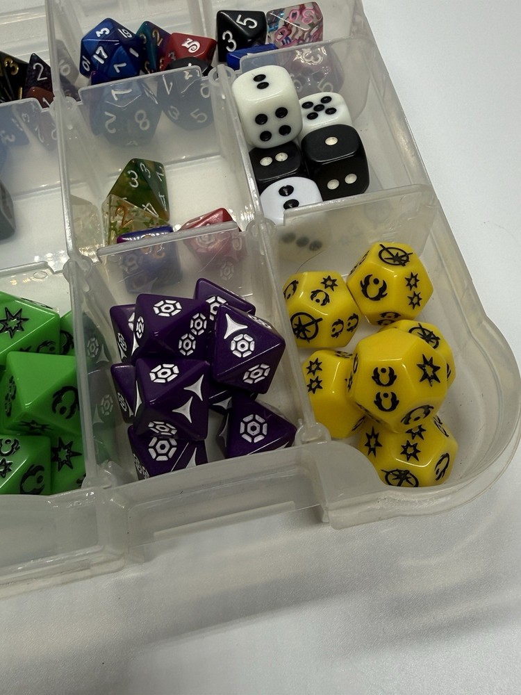 Huge Mixed Dice Lot RPG D&D Polyhedral Assorted Colors + Case Bundle