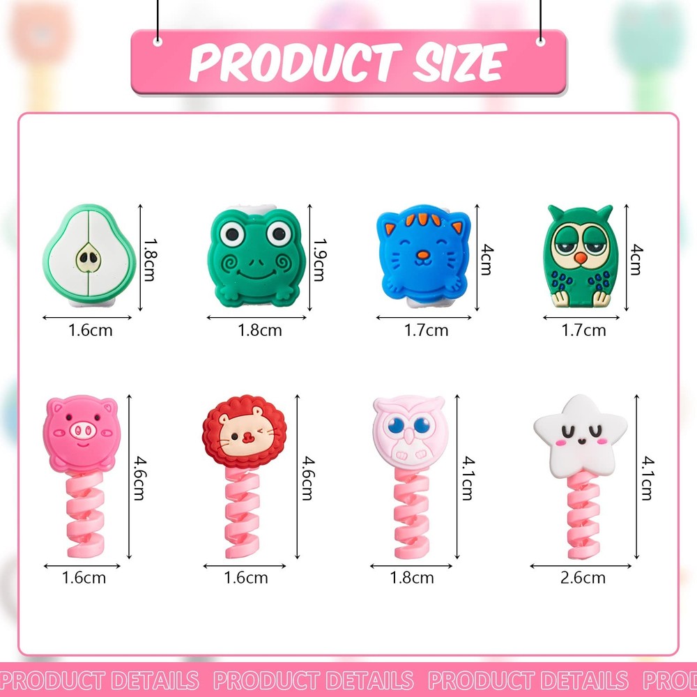 Flutesan 32PCS Cartoon USB Cable Protectors Set