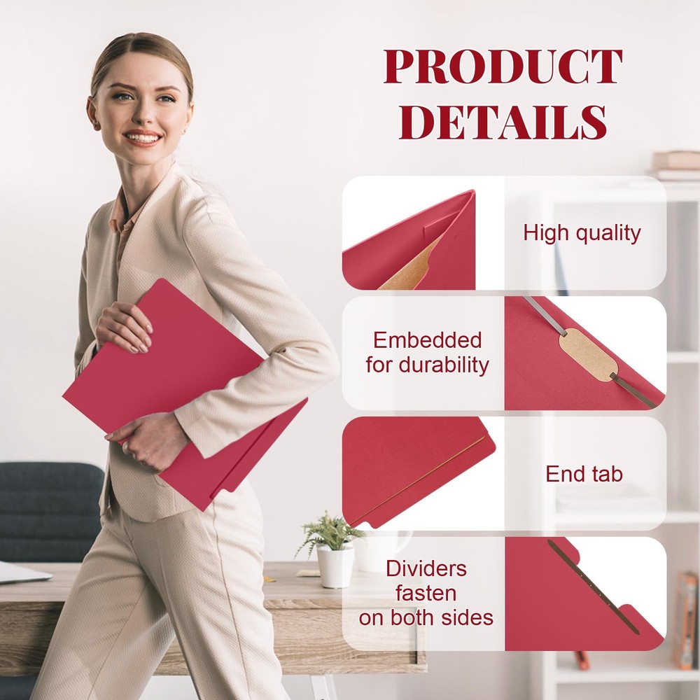 24 Pack Large Classification Folders, 1 Divider Pressboard File Folder with F...