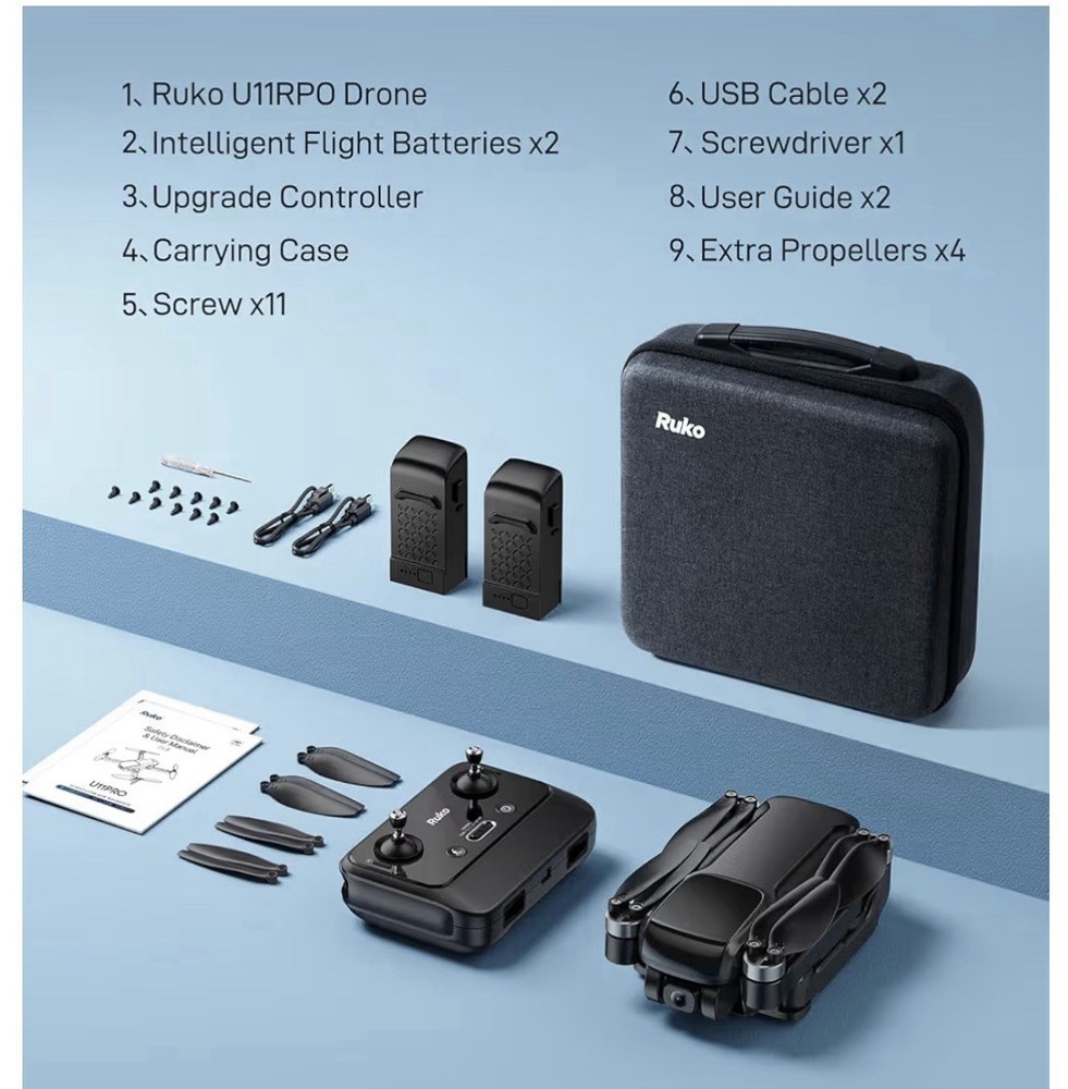 RUKO U11 PRO DRONE GPS AUTO RETURN FOLDABLE QUADCOPTER With CAMERA -,NEW