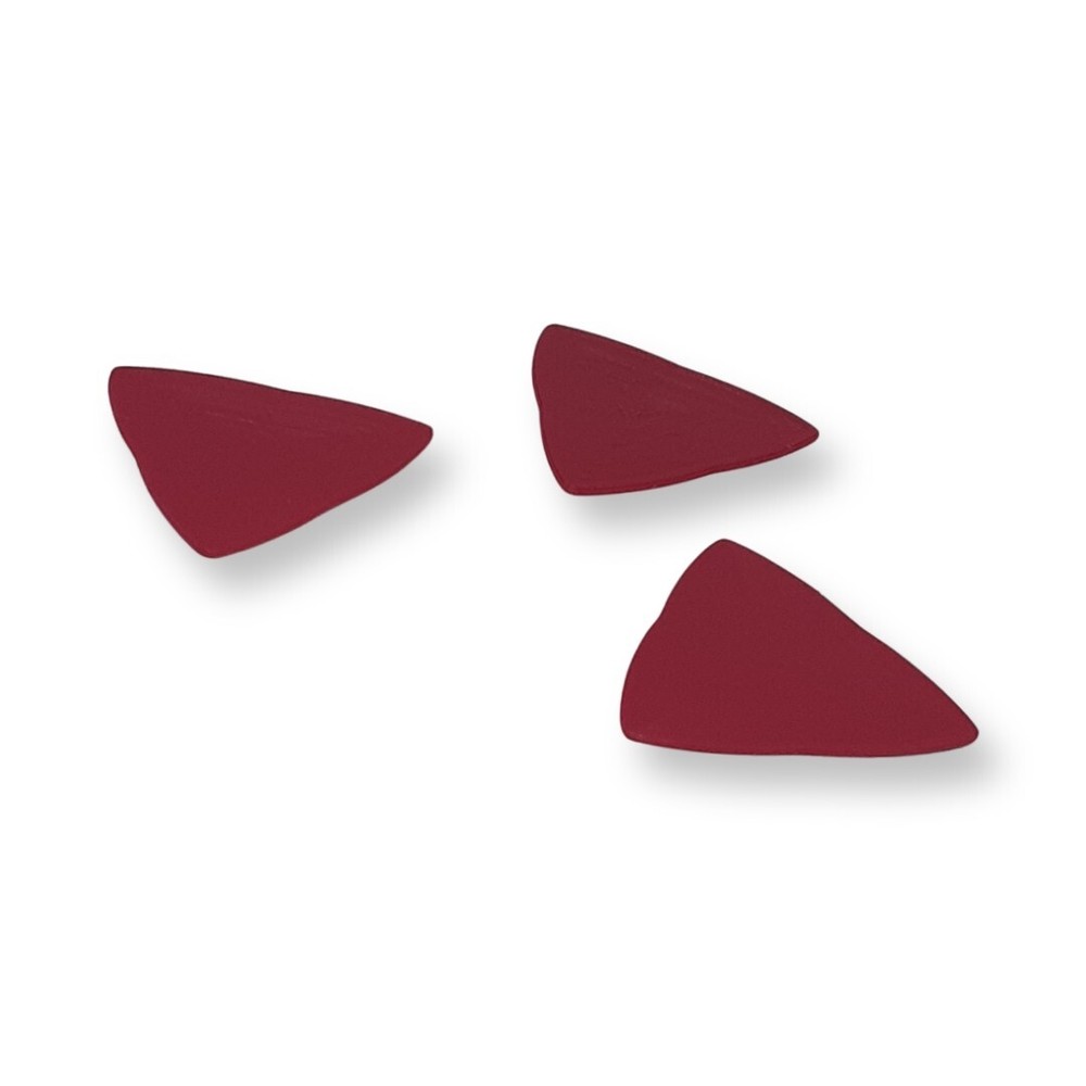 3-Pack Triangle Guitar Picks 0.80mm Medium Thickness, Color Red, Ecofriendly