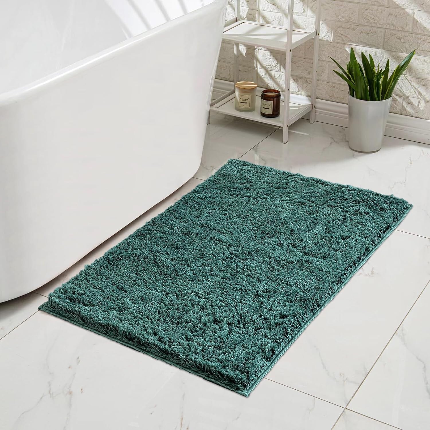 CozeCube Green Bathroom Rugs 47" x 24", Christmas Bath mats for Bathroom Non