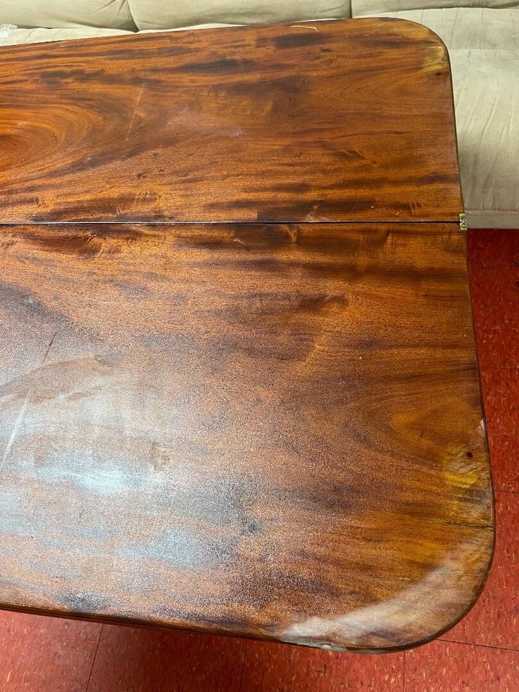 Antique French Solid Wood Folding-Over Games Table
