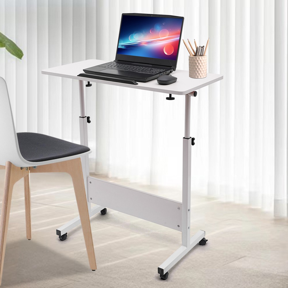 Adjustable Height Office Rolling Laptop Table Stand Bed Side Computer Desk Stand