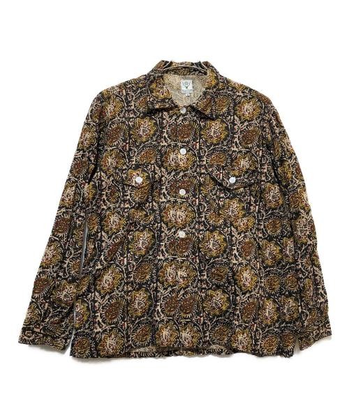 South2 West8                    patterned shirt Beige x Black GL827