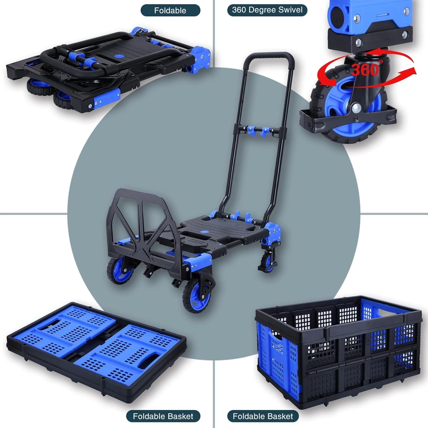 multi-functional Folding Hand Truck, Utility Dolly Platform Cart with a frame