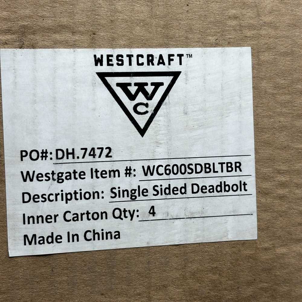 Westcraft DH.7472 WC600DBLTBR Single Deadbolt ⭐