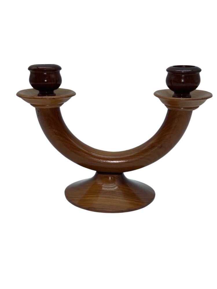 Wooden Candlelabra Two Arm