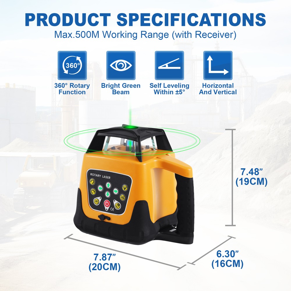 Automatic Self Leveling Green Rotary Laser Level Kit 360° Laser Measuring