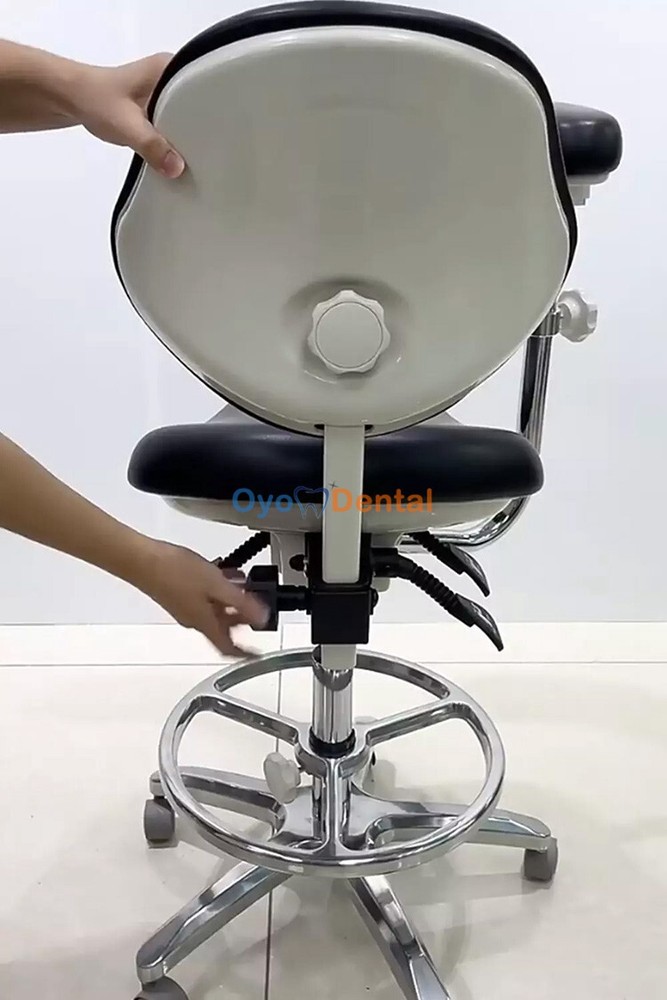 Ergonomic Adjustable Dental Operator Stool with Armrest Backrest Assistant Chair