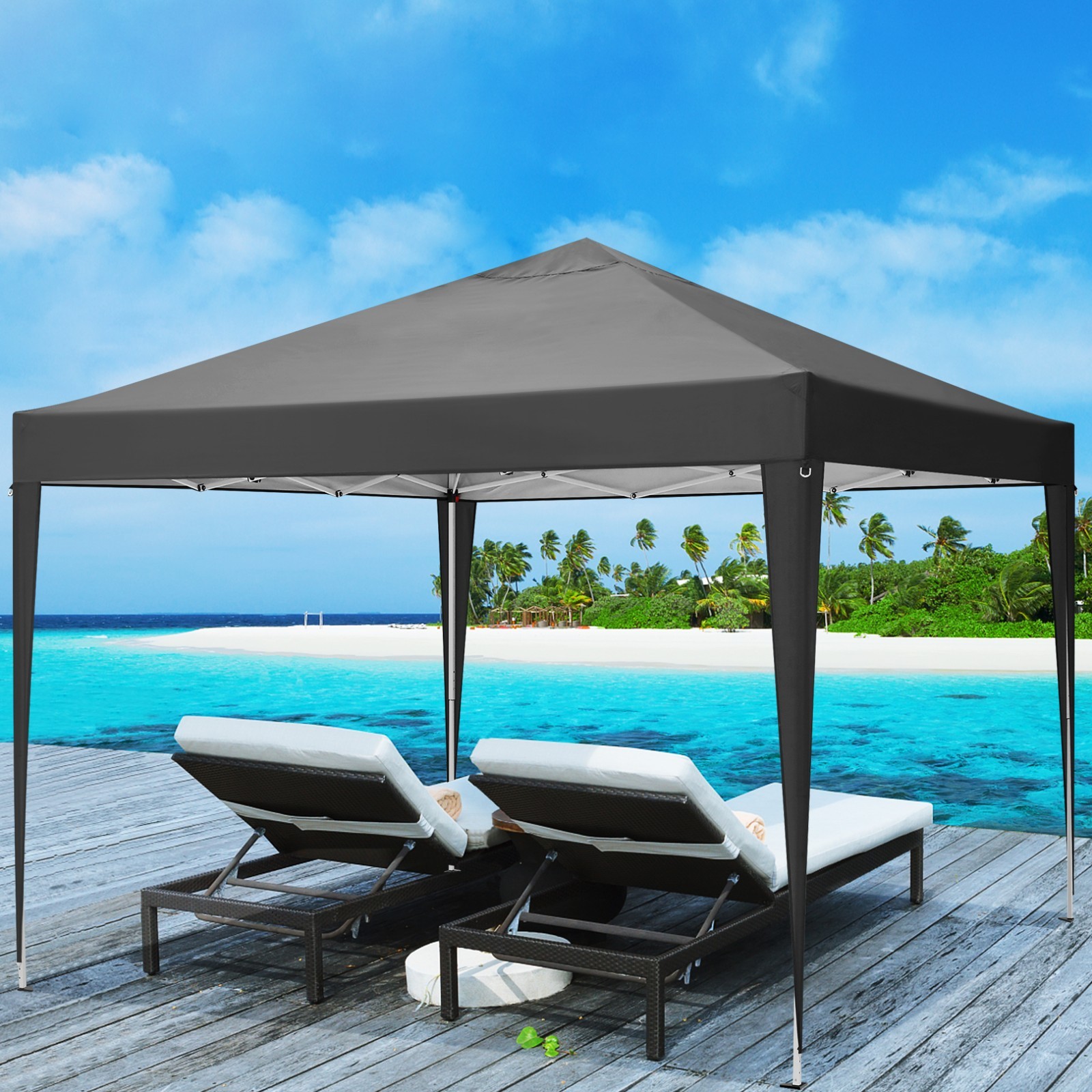 10x10FT Pop Up Canopy Tent with 4 Removable Sidewalls Waterproof Commercial NEW