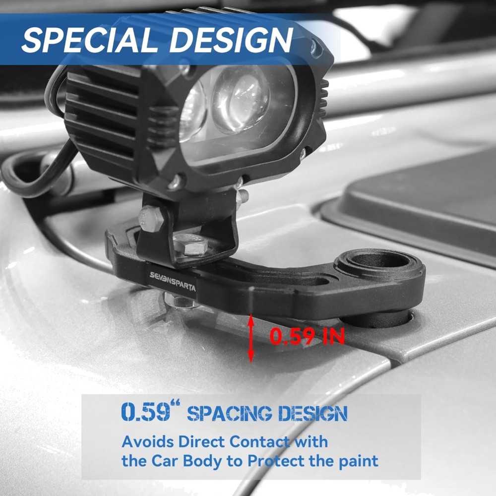 One Pair Light Mounting Brackets for Auxiliary Lights Compatible with Jeep Wr...