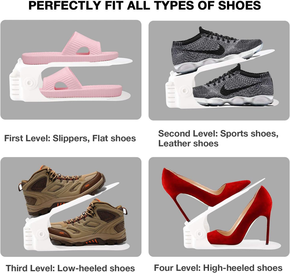 Shoe Slots Organizer, 20 Pack Adjustable Shoe Rack Stacker Storage Space Saver,