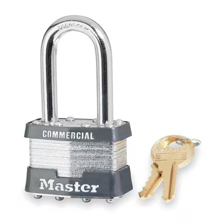 Master Lock 1Kalf Padlock, Keyed Alike, Long Shackle, Rectangular Steel Body,