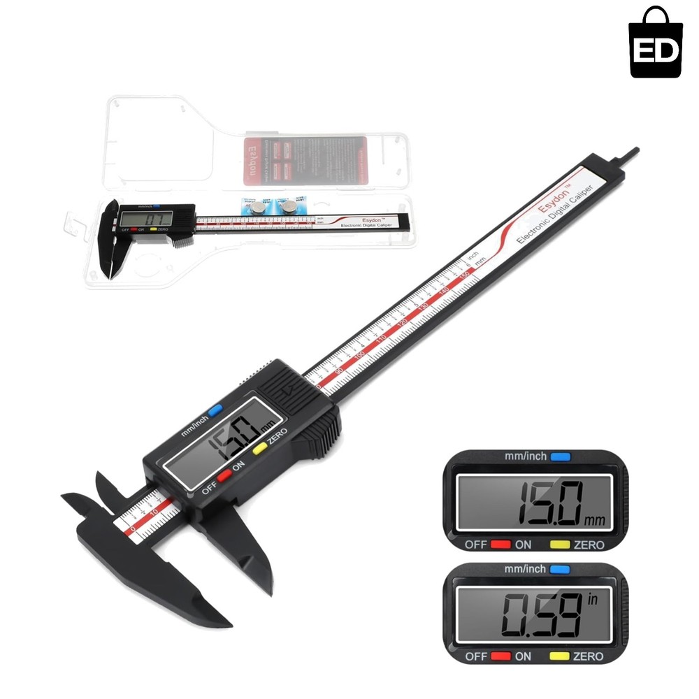 Electronic Measuring Tool: 6-Inch Caliper with Protective Case & Batteries