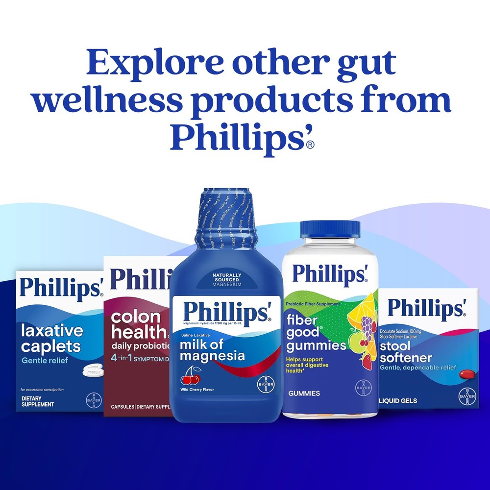 Phillips' Laxative Caplets, With Naturally Sourced Magnesium 100 Count, White