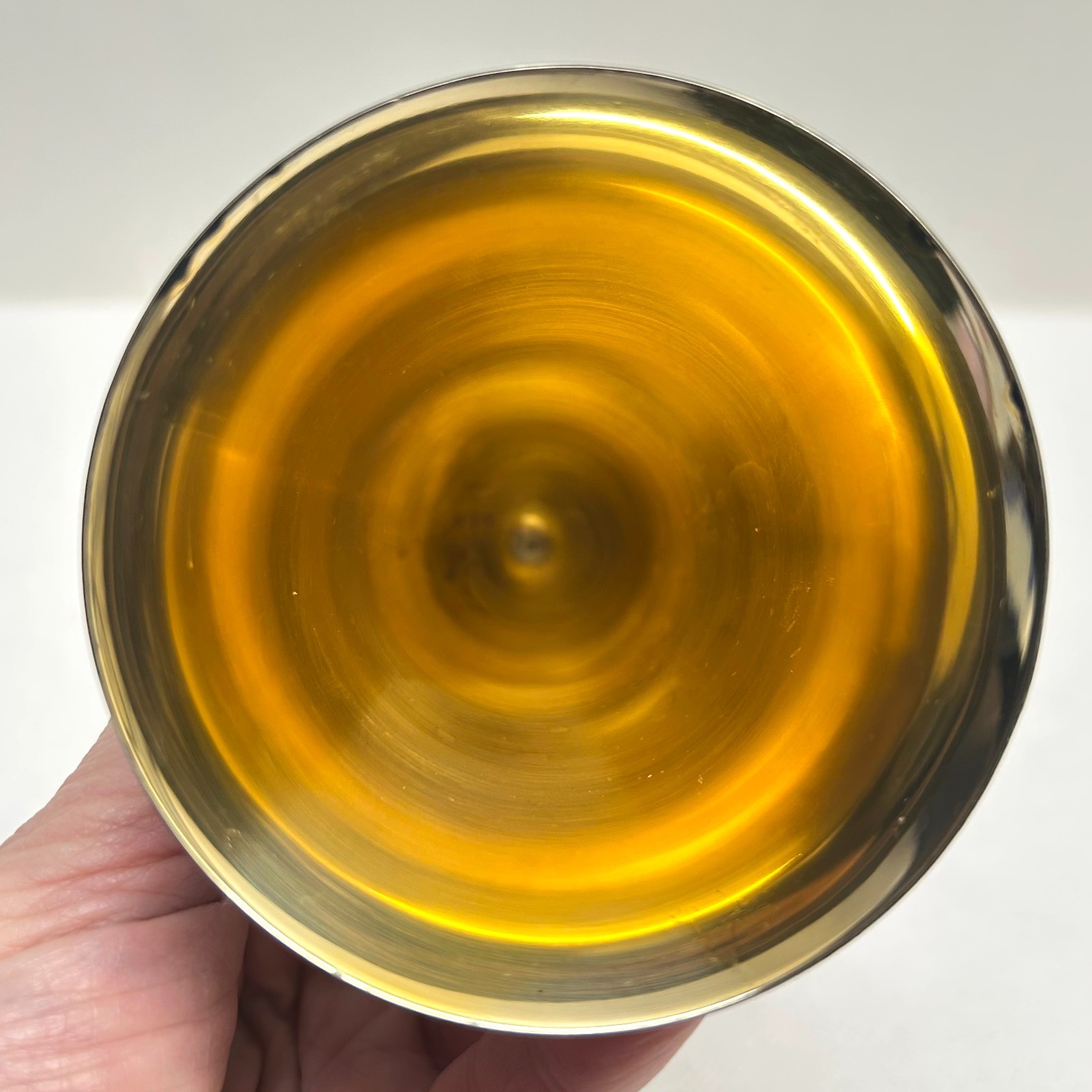 VTG Traditional Antiqued Silver Plated Wedding Cup German Chalice Lady Pink Gem