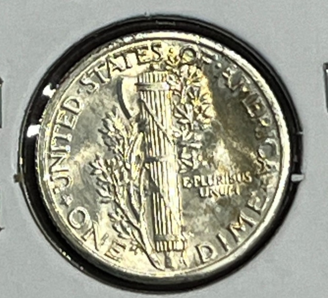 1934 Mercury Silver Dime Nice BU, Toning