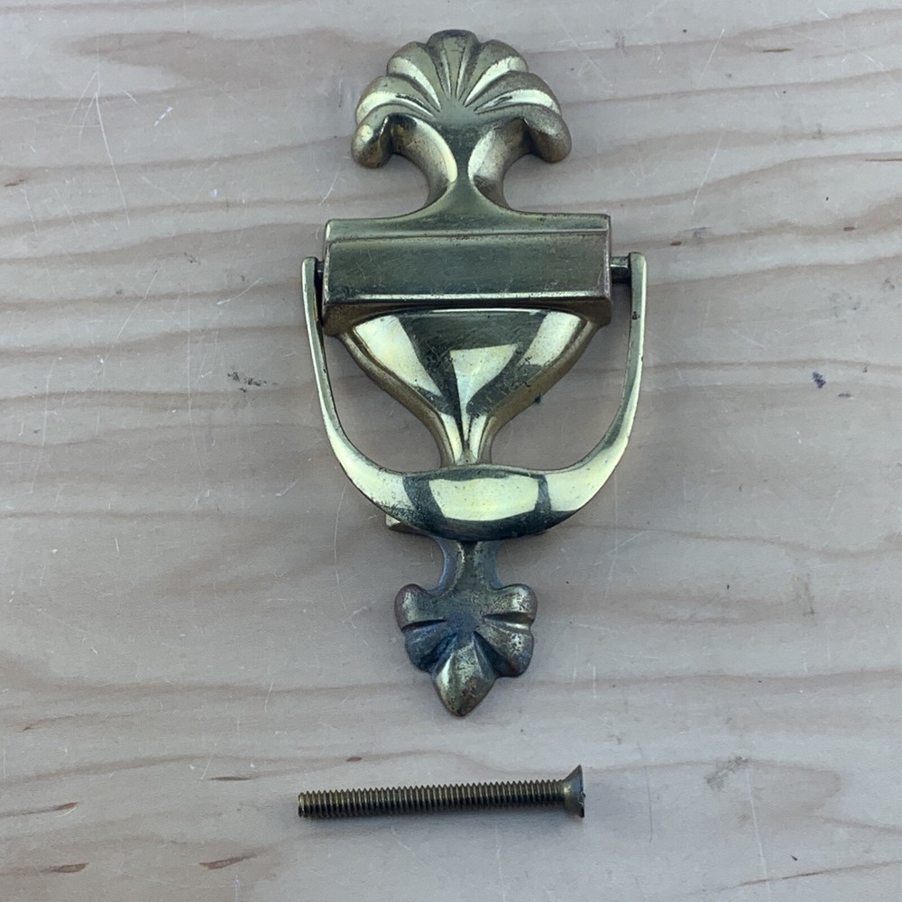Vintage Ornate Solid Brass Door Knocker 7'' High.