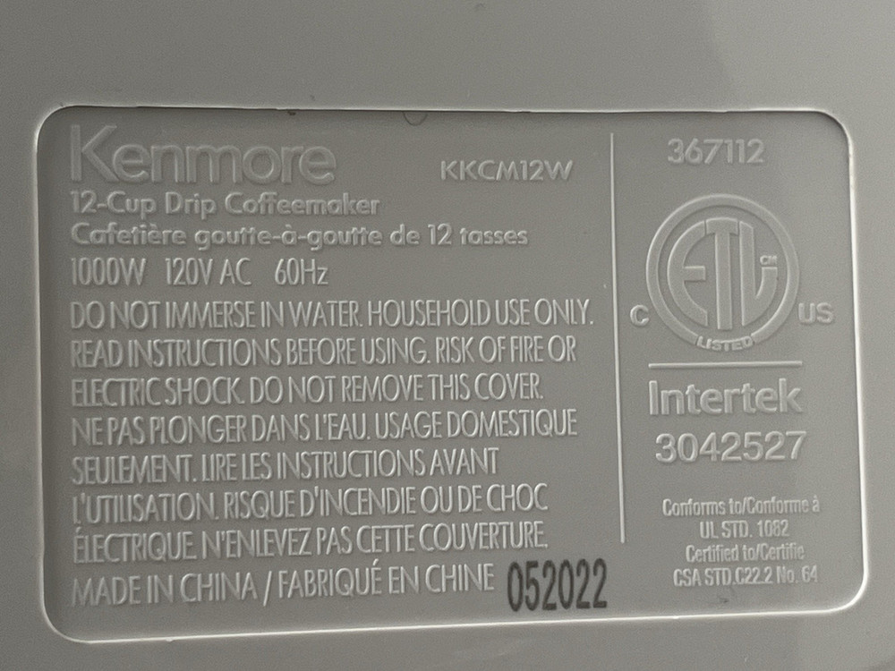 Kenmore 12 Cup White/Stainless Aroma Control Programmable Coffee Maker EUC