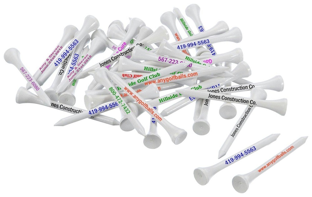 Personalized White Golf Tees - 100 pack