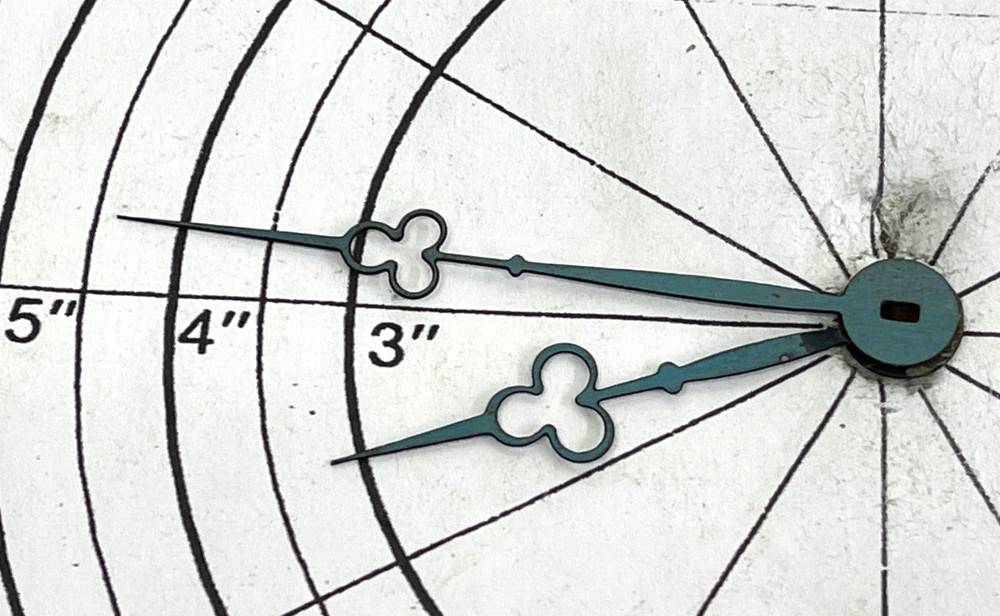 Antique 4 1/2" Dial Blued Trefoil Replacement Clock Hands