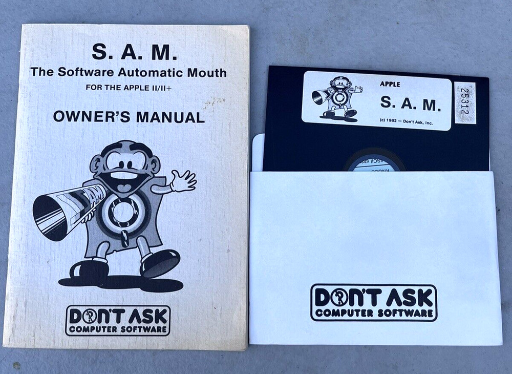 1982 Tronix SAM Software Automatic Mouth Apple II Disk & Owners Manual Don't Ask