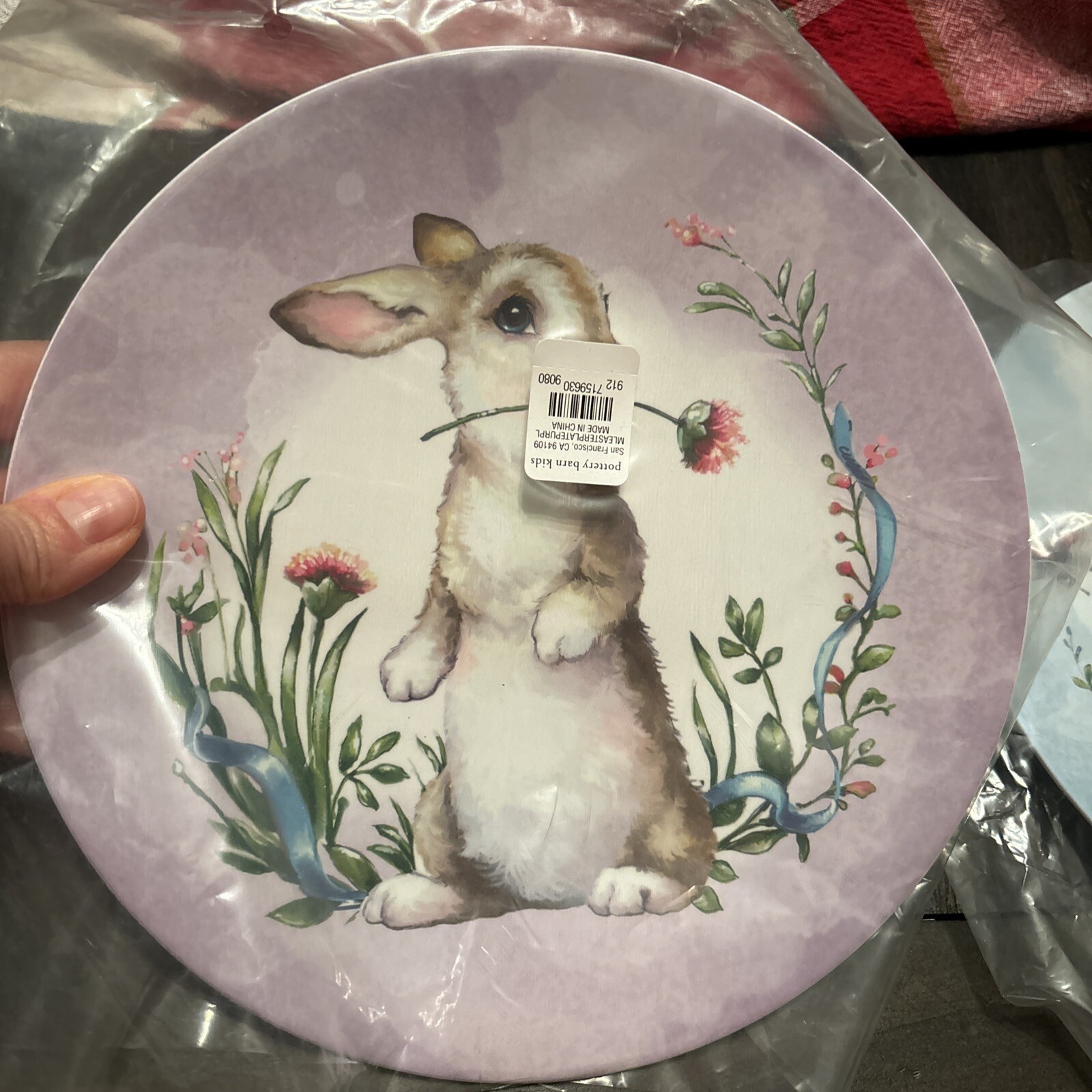 Pottery Barn Disney PLATE Rabbit Easter 🐣 holiday Party gift BUNNY Love SET 4 !