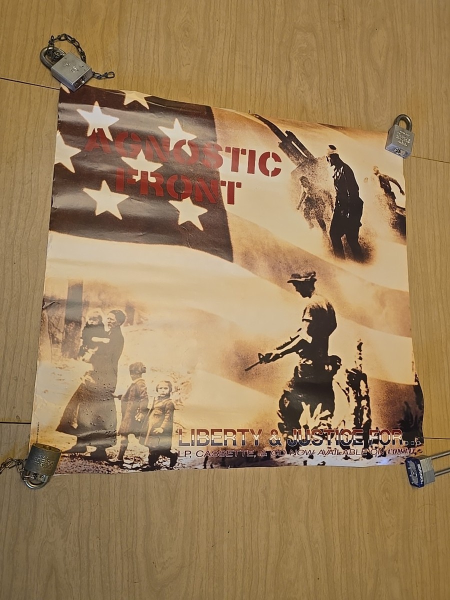 Vintage Agnostic Front Liberty & Justice For... Combat Records Poster 23" x 23"