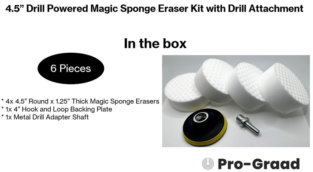 4.5” Drill Powered Magic 4.5" Sponge Eraser Kit, White