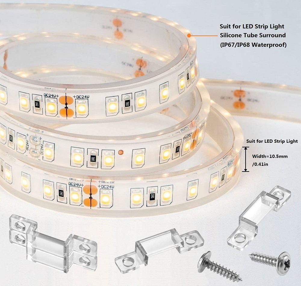 MMSD 100 Pack LED Strip Light mounting Brackets Strip Light clamp with 202 Sc...