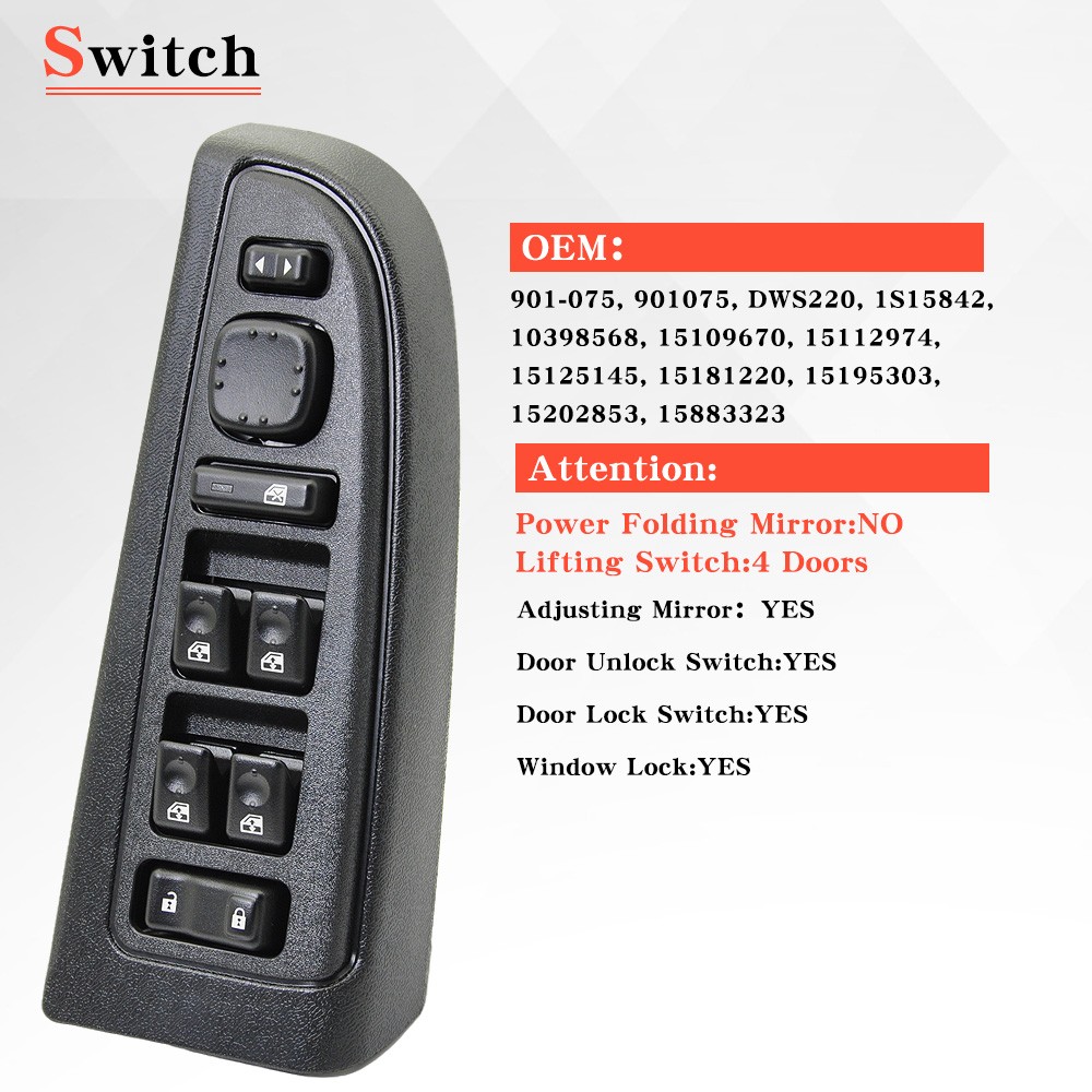 Front Driver Door Window Control Switch For GMC Sierra 2003-2007 15883323 US