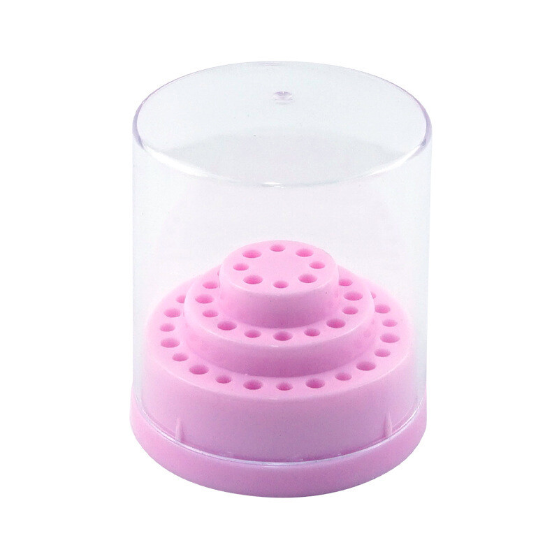 48 Holes White Nail Drill Bits Display Holder Dust Proof Organizer Storage Case∂