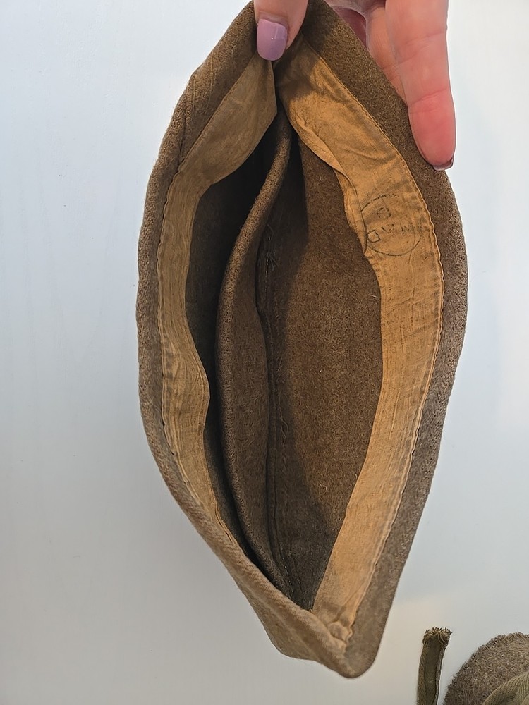 WW1 US Side Cap Hat Wool & Wrappings Military Cup And Patch.