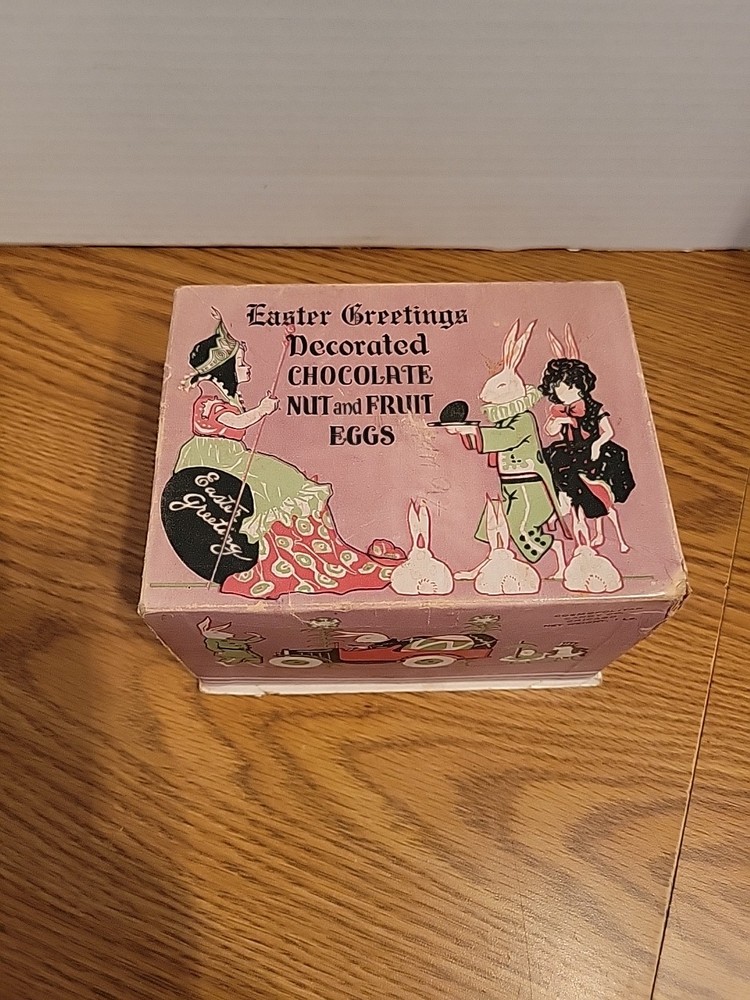 Cosmopolitan Candy Co Chicago Rabbits Chocolate Nut Fruit Eggs 1930s Easter Box