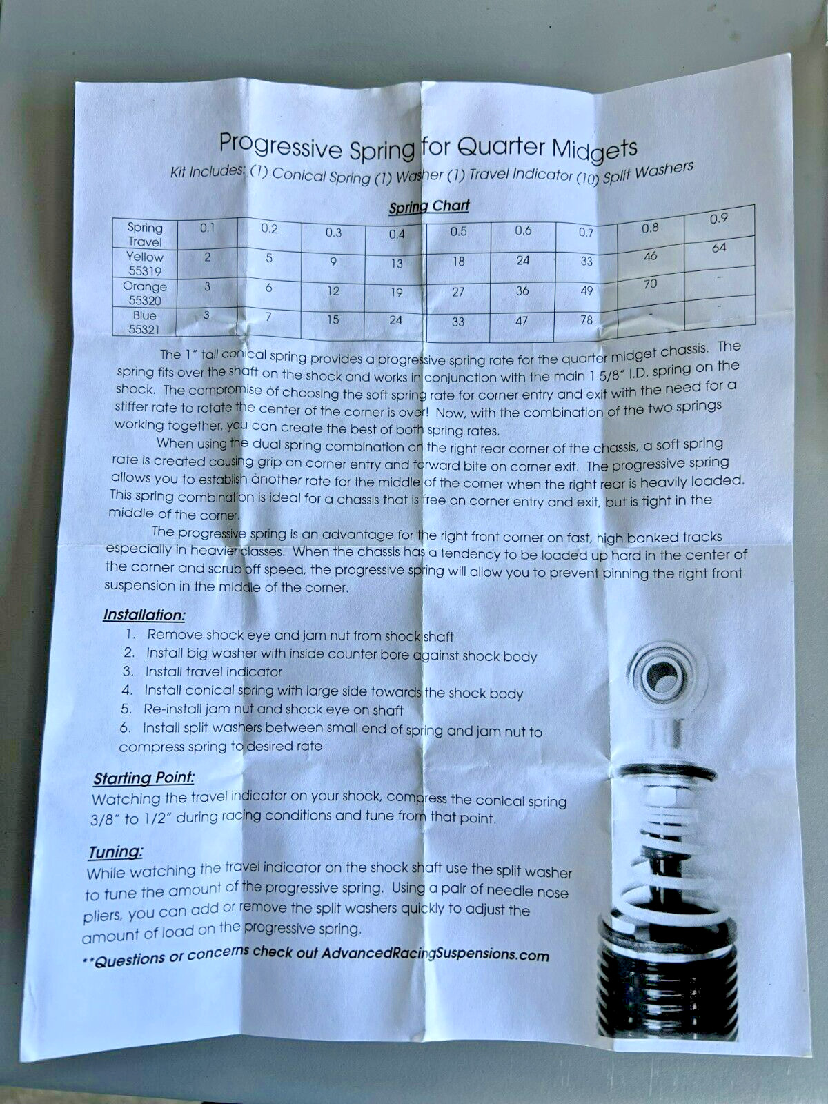 Advanced Racing Suspensions ARS 55319 Progressive Bump Spring Kit Quarter Midget