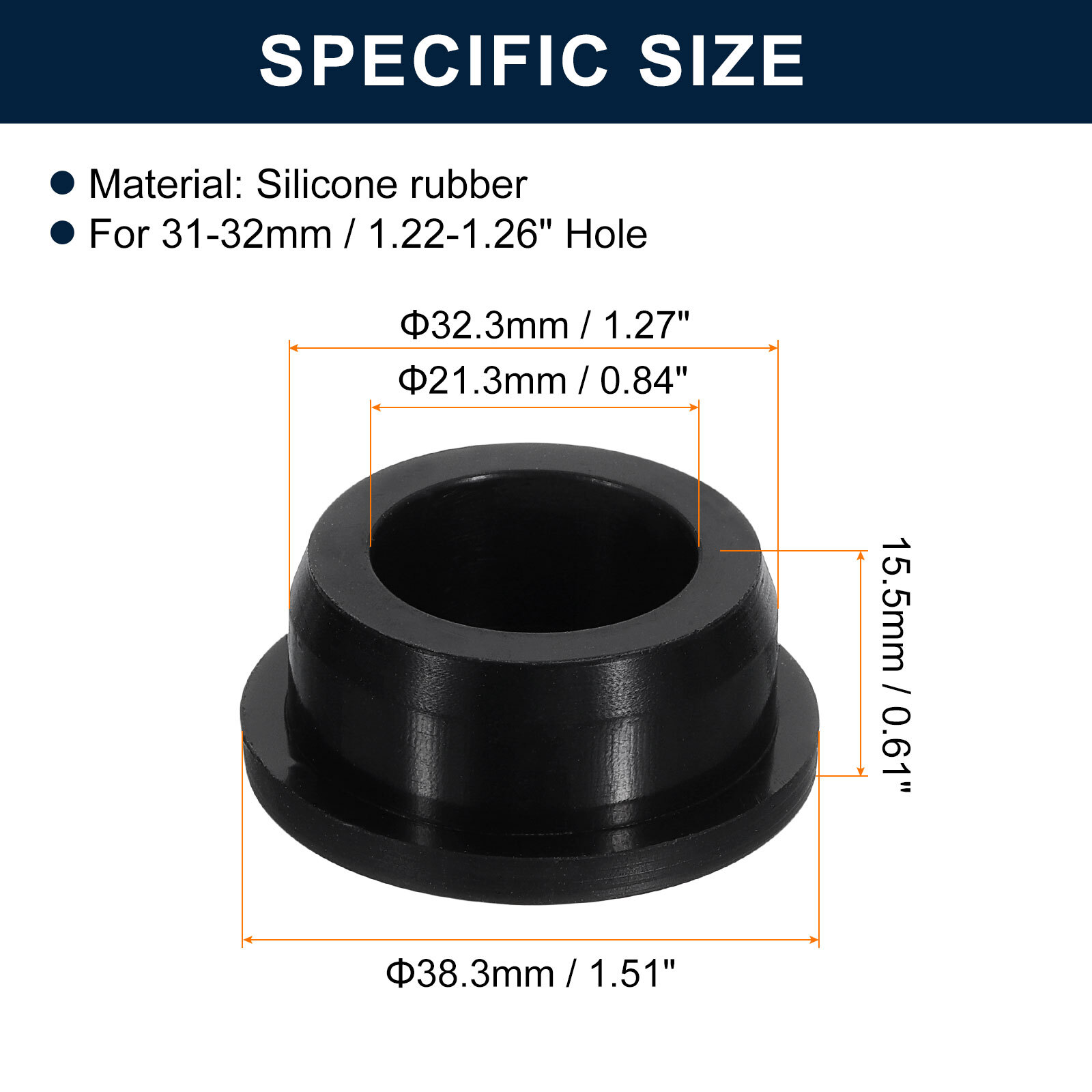 2 Pcs Plug Holes, Rubber Button Plug for 31-32mm/1.22-1.26" Hole