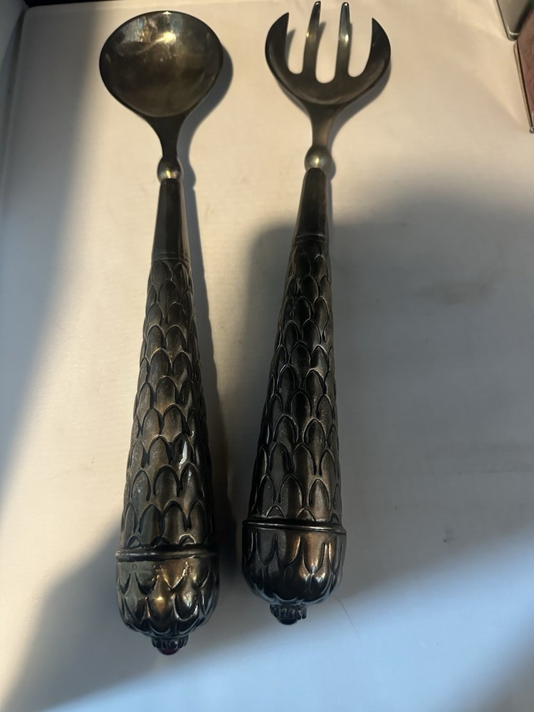Vintage Silver Plated Salad Serving Fork & Spoon Set