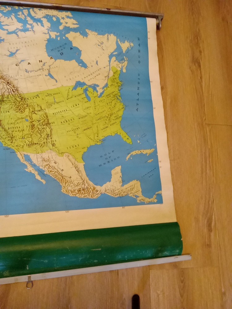 Vintage Pull Down School House Map