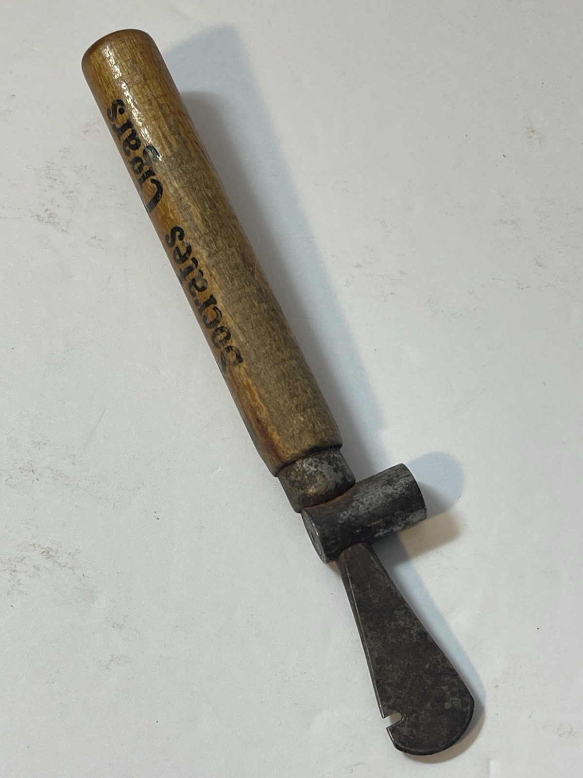 Antique Wood Handle Cigar Box Opener Hammer Tool Advertising SOCRATES CIGARS