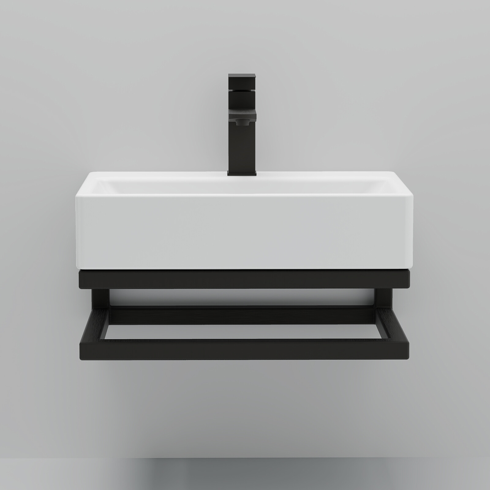 21" White Wall Mounted Vessel Sink Floating Ceramic Basin Bowl w/ Bracket Faucet