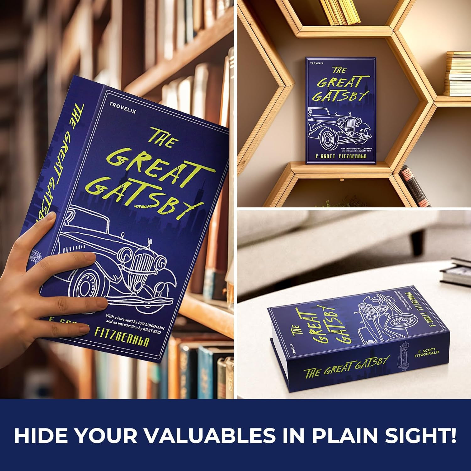 Book Safe Combination Lock Hidden Storage with Box