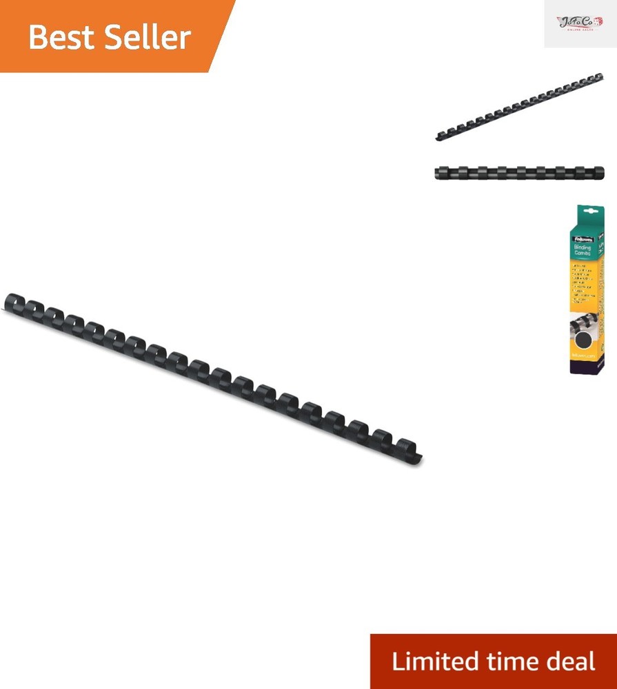 Plastic Binding Combs, Round Back, 5/16 Inches, 40 Sheets, Black, 100 Pack