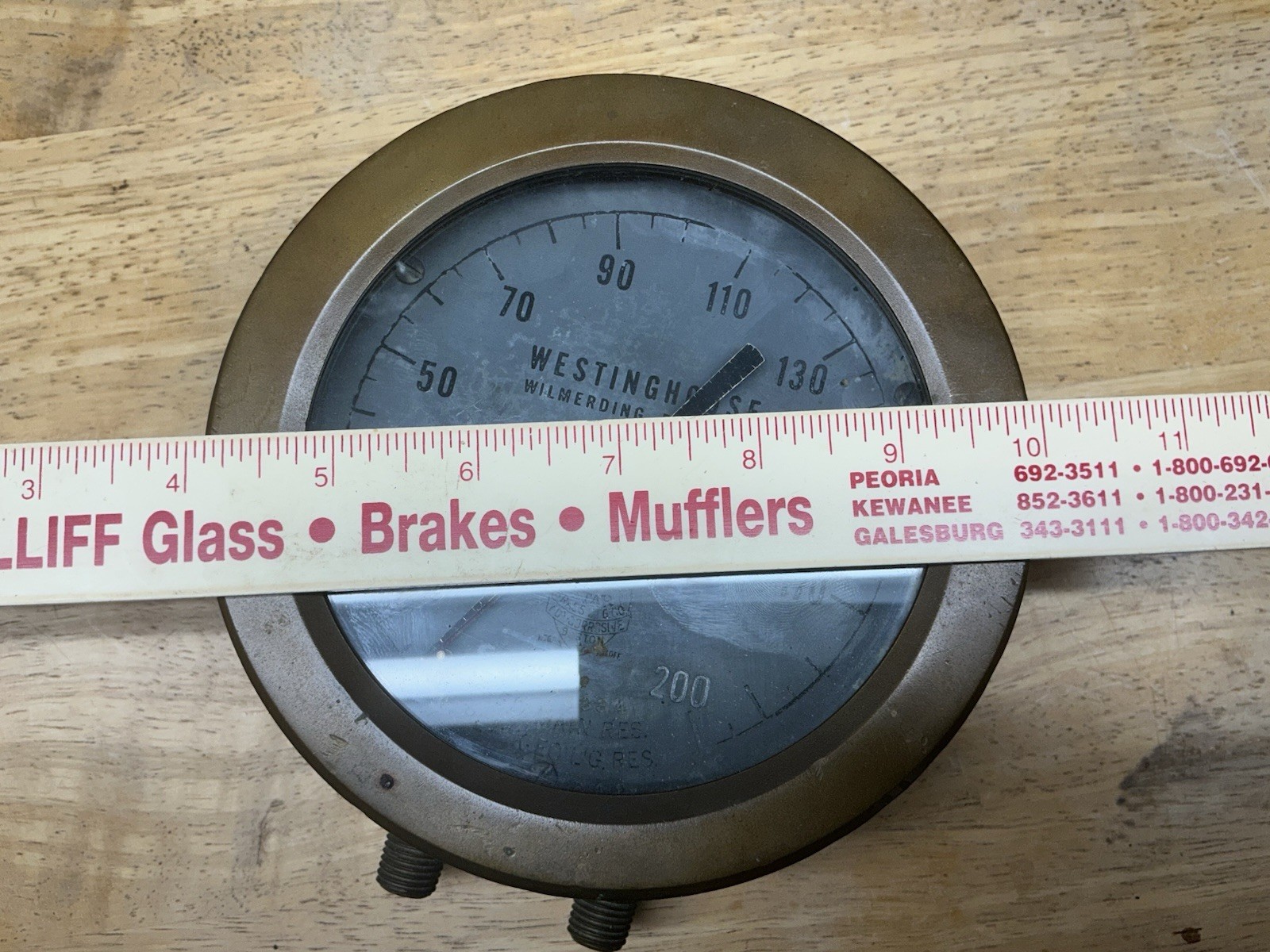 Westinghouse Steam Pressure Gauge 6” Diameter Dual Needles Solid Brass Case