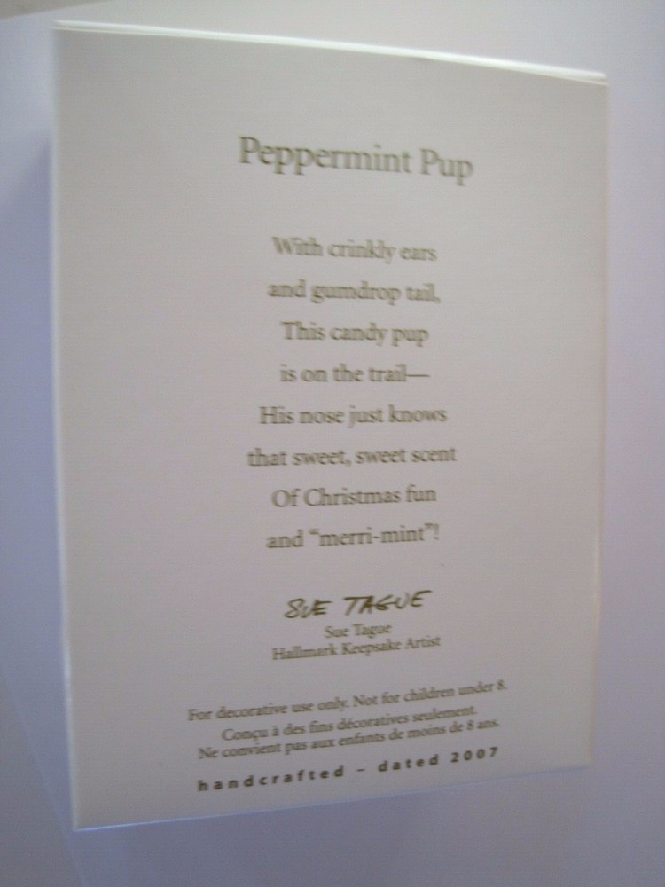 Hallmark Keepsake Ornament Peppermint Pup 2007