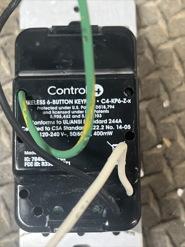 CONTROL 4 Wireless 6 Button Keypad  C4-KP6-Z-x