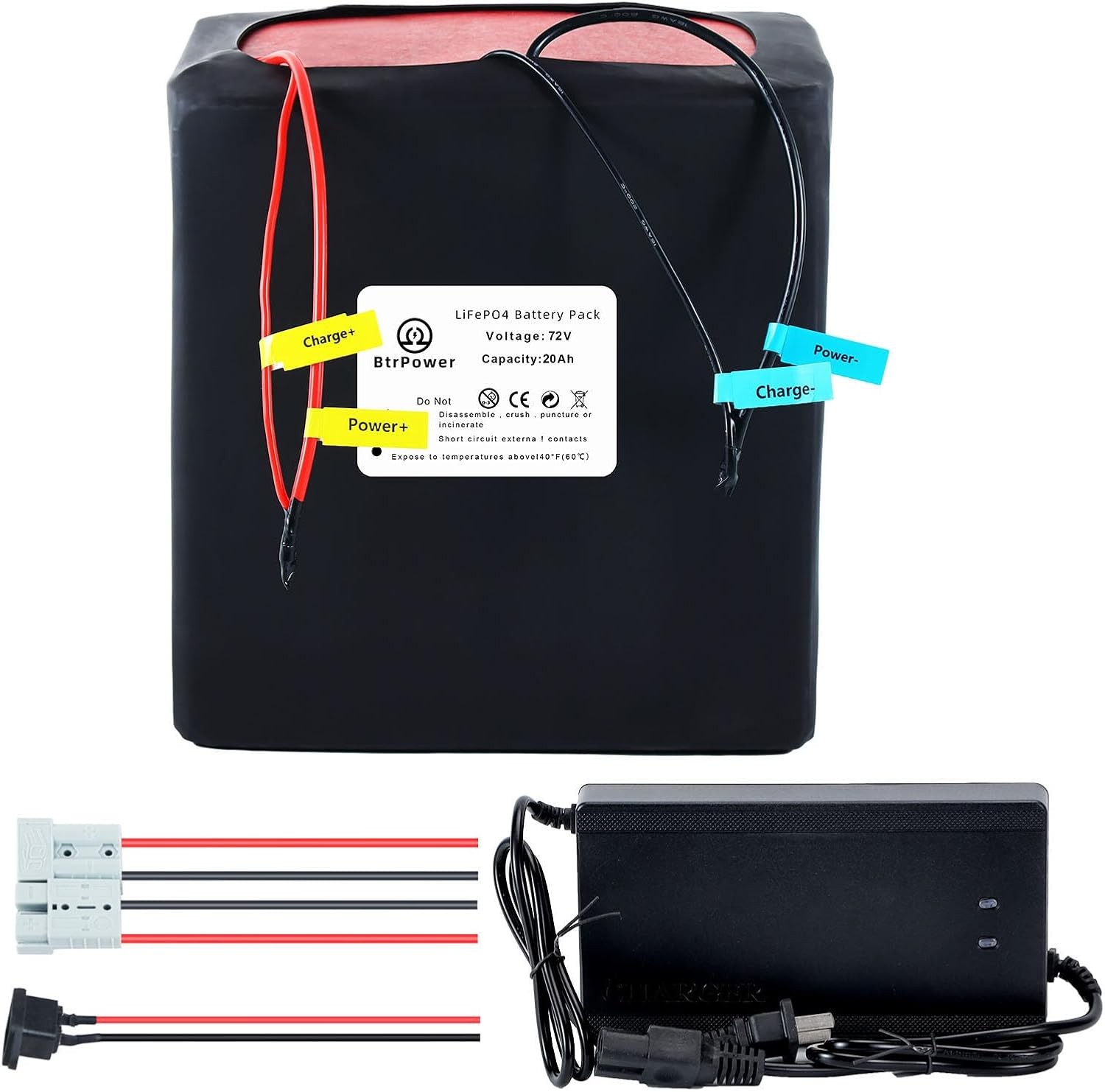 Btr 72V 20Ah LiFepo4 Lithium Battery Pack for 250W-1800W Electric Bike 50A BMS